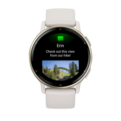 Garmin Vivoactive 5, Cream Gold Aluminum Bezel with Ivory Case and Silicone Band (010-02862-11)