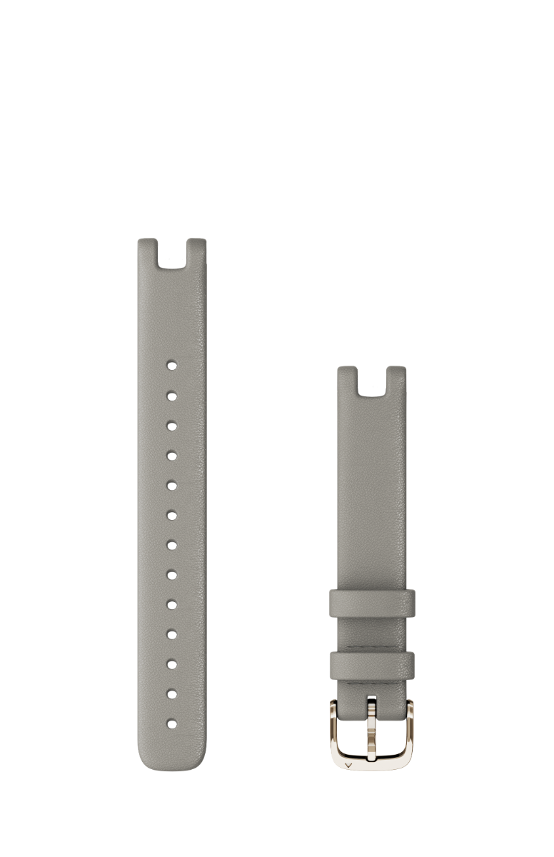 Garmin Lily Bands (14 mm) Braloba Gray Leather with Cream Gold Hardware (010-13068-A7)