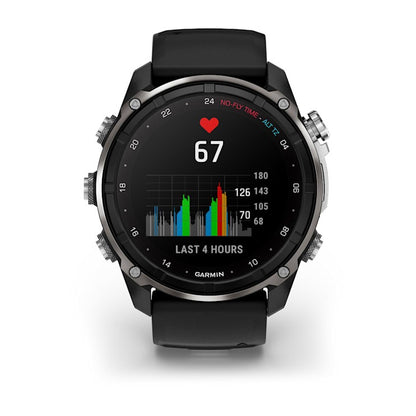 Garmin Descent Mk3i 51 mm smart watch with silver and black PVD titanium case and black/pebble gray silicone band