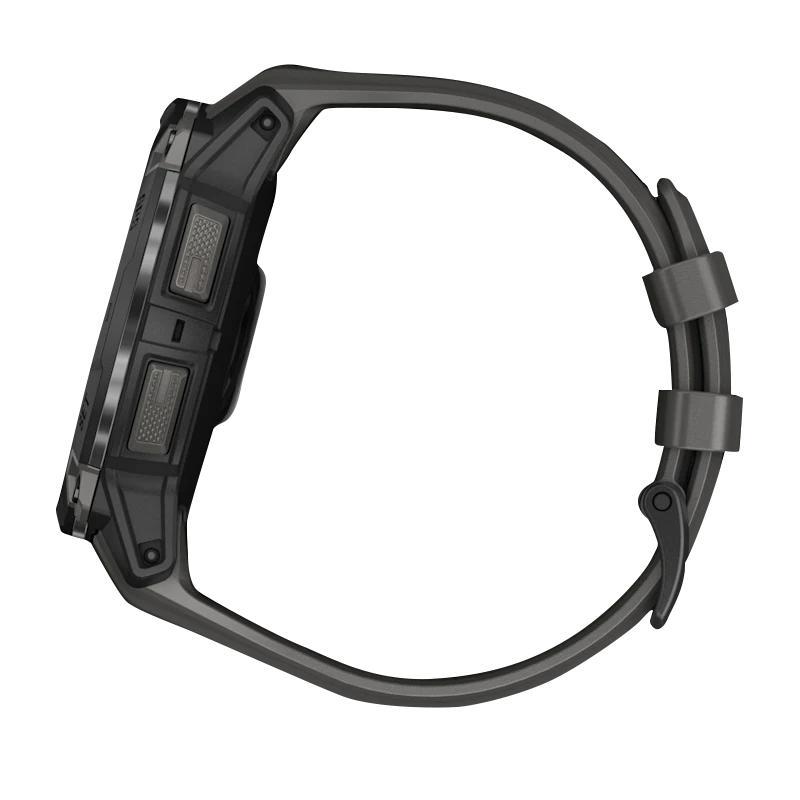 Garmin Instinct 3 AMOLED, (50mm) Black with Charcoal Band (010-03020-00) showcasing a sleek side profile design.