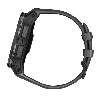 Garmin Instinct 3 AMOLED, (50mm) Black with Charcoal Band (010-03020-00) showcasing a sleek side profile design.