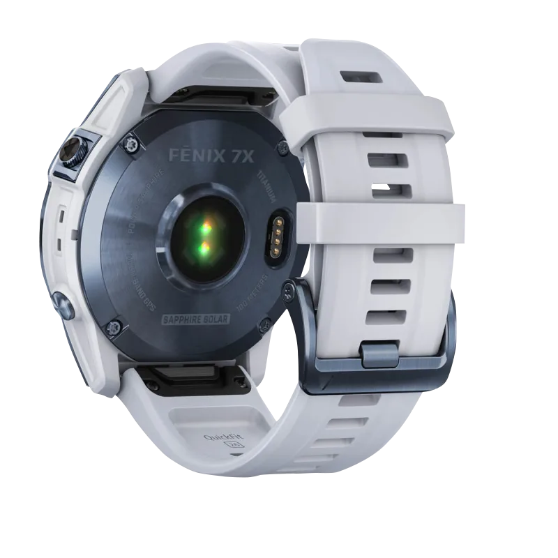 Garmin Fenix 7X, Sapphire Solar, Mineral Blue Titanium w/ Whitestone Band (Garmin Certified Refurbished)