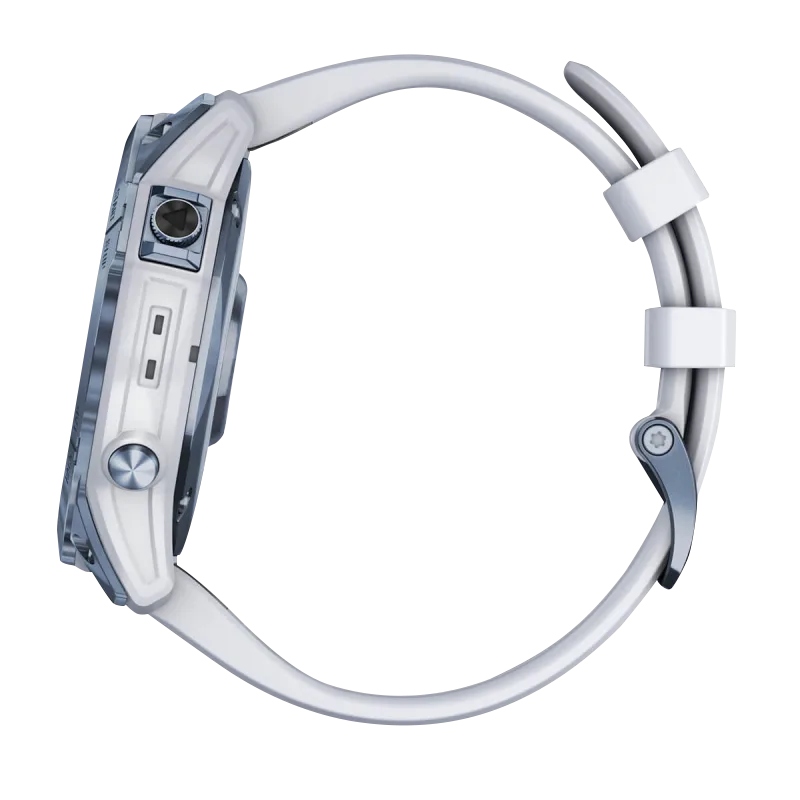 Garmin Fenix 7X, Sapphire Solar, Mineral Blue Titanium w/ Whitestone Band (Garmin Certified Refurbished)