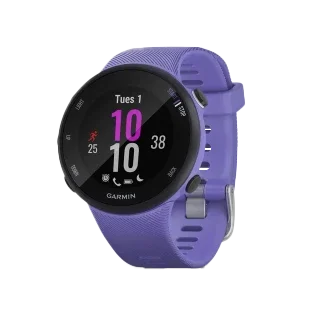 Garmin Forerunner 45S Iris smart watch with purple silicone strap