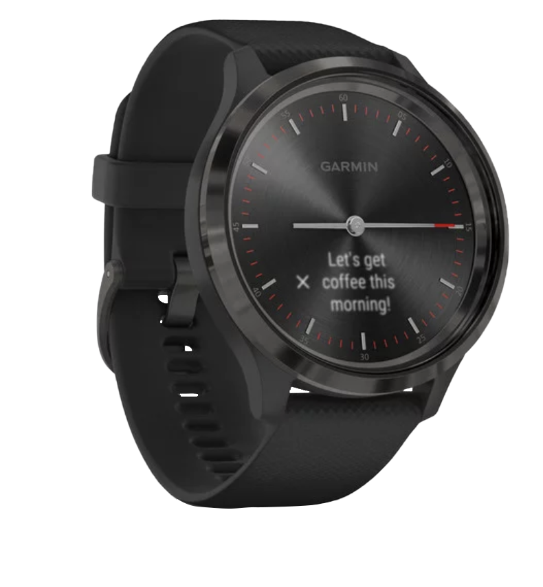 Garmin Vívomove 3 - Slate Stainless Steel Bezel with Black Silicone Band (010-02239-01)