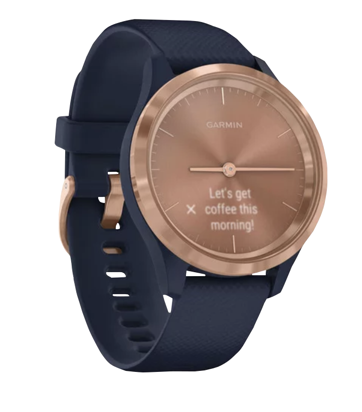 Garmin Vívomove - 3S Rose Gold Stainless Steel Bezel with Navy Silicone Band (010-02238-03)
