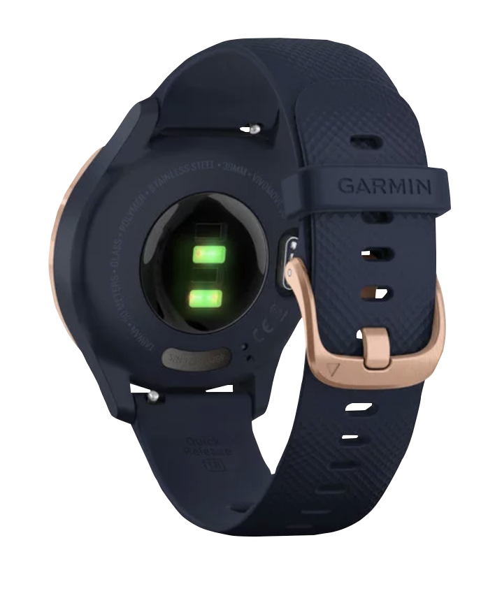 Garmin Vívomove - 3S Rose Gold Stainless Steel Bezel with Navy Silicone Band (010-02238-03)