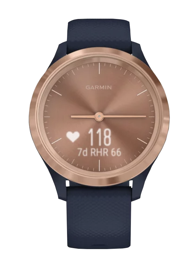 Garmin Vívomove - 3S Rose Gold Stainless Steel Bezel with Navy Silicone Band (010-02238-03)