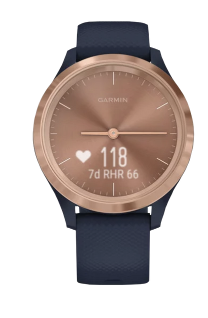 Garmin Vívomove - 3S Rose Gold Stainless Steel Bezel with Navy Silicone Band (010-02238-03)
