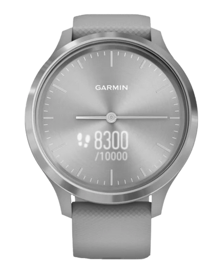 Garmin Vívomove 3, Silver Stainless Bezel w/ Powder Gray Silicone Band (Garmin Certified Refurbished)