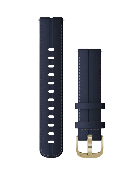 Garmin Quick Release Bands (18 mm) Navy Leather w/ Light Gold Hardware (010-12932-08) by Garmin