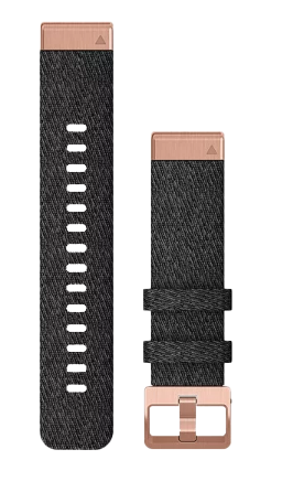 Garmin Quickfit 20 Watch Band Heathered Black Nylon with Rose Gold Hardware (010-12874-00) by Garmin