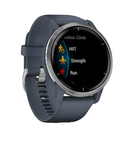 Gamin Venu 2, Silver Bezel with Granite Blue Case, GPS Smartwatch (Garmin Certified Refurbished)