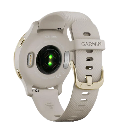 Garmin Venu 2S, Light Gold Stainless Steel Bezel with Light Sand Case and Silicone Band (010-02429-01)