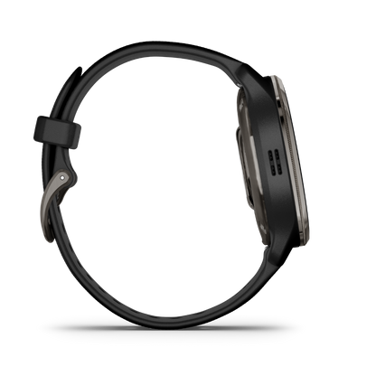 Garmin Venu 2 Plus - Slate Stainless Steel Bezel with Black Case and Silicone Band (010-02496-01)