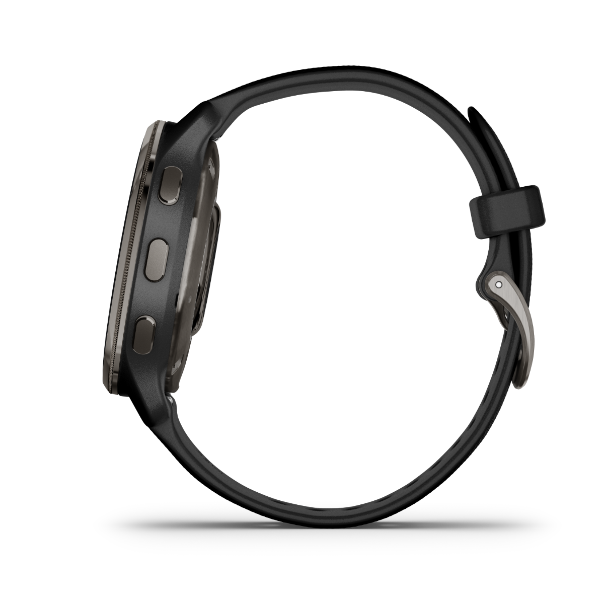 Garmin Venu 2 Plus - Slate Stainless Steel Bezel with Black Case and Silicone Band (010-02496-01)