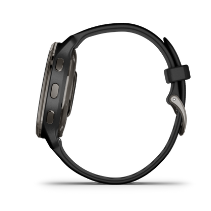 Garmin Venu 2 Plus - Slate Stainless Steel Bezel with Black Case and Silicone Band (010-02496-01)