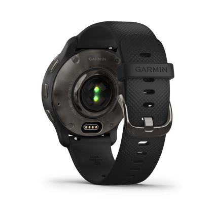 Garmin Venu 2 Plus - Slate Stainless Steel Bezel with Black Case and Silicone Band (010-02496-01)