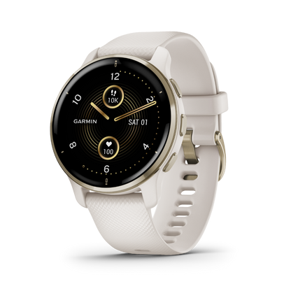 Garmin Venu 2 Plus, Cream Gold with Silicone Band (Garmin Certified Refurbished)