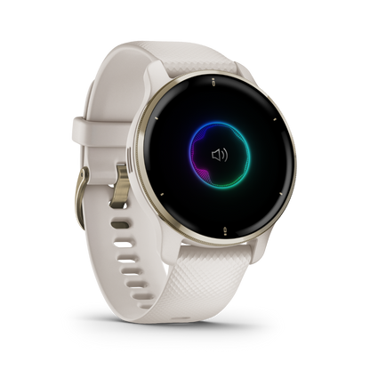 Garmin Venu 2 Plus, Cream Gold with Silicone Band (Garmin Certified Refurbished)