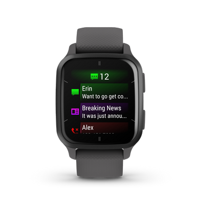 Garmin Venu Sq 2, Slate Aluminum Bezel with Shadow Gray Case and Silicone Band (010-02701-00)