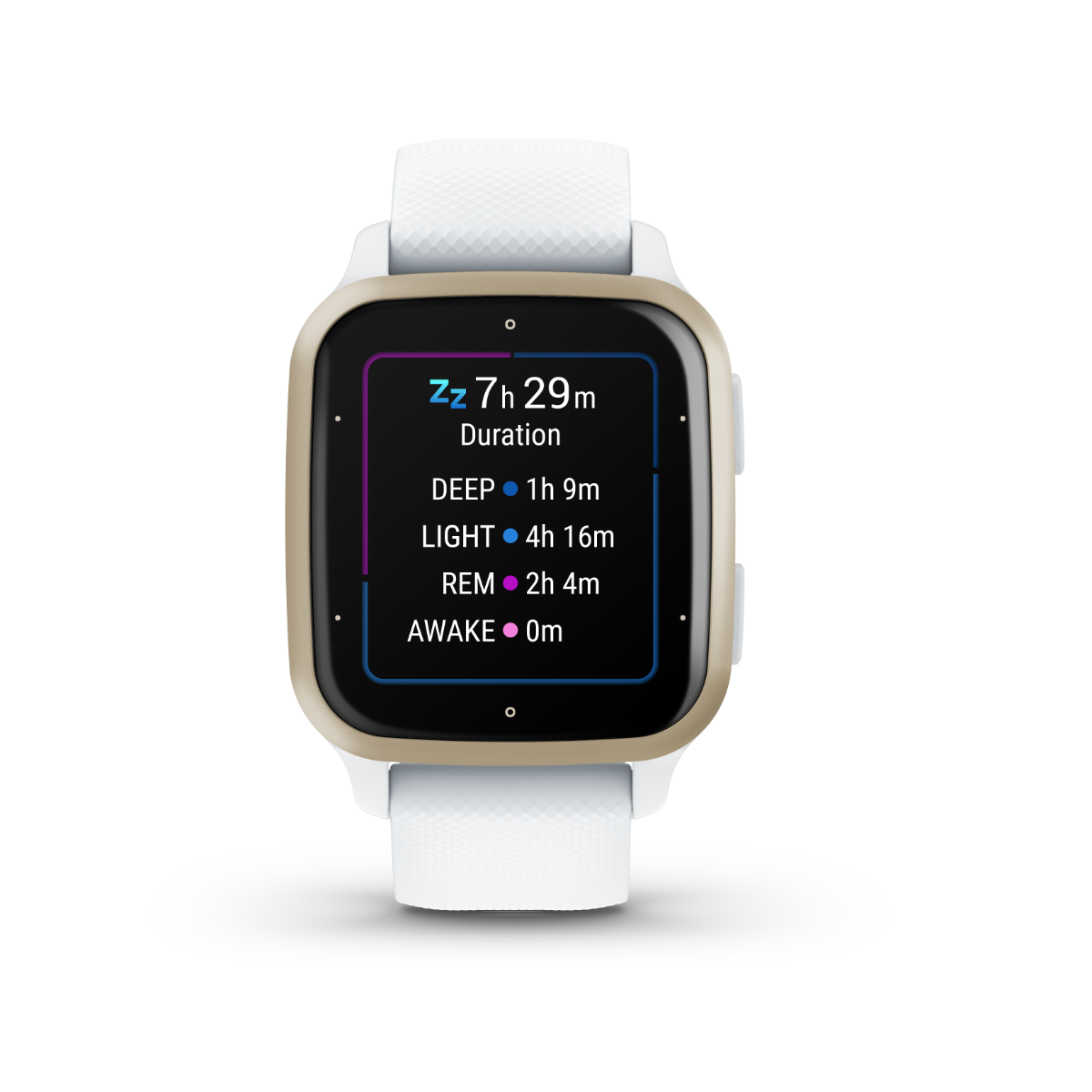 Garmin Venu Sq 2, Cream Gold Aluminum Bezel with White Case and Silicone Band (010-02701-01)