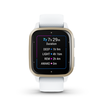 Garmin Venu Sq 2, Cream Gold Aluminum Bezel with White Case and Silicone Band (010-02701-01)