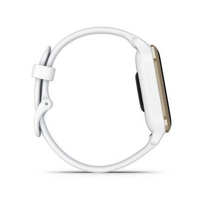 Garmin Venu Sq 2, Cream Gold Aluminum Bezel with White Case and Silicone Band (010-02701-01)