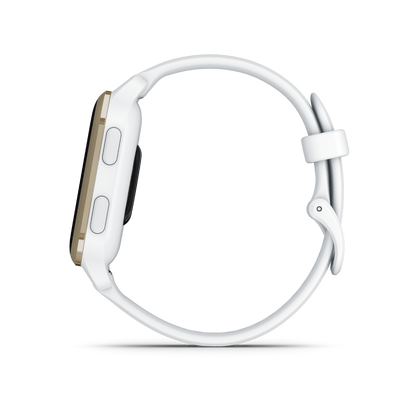 Garmin Venu Sq 2, Cream Gold Aluminum Bezel with White Case and Silicone Band (010-02701-01)