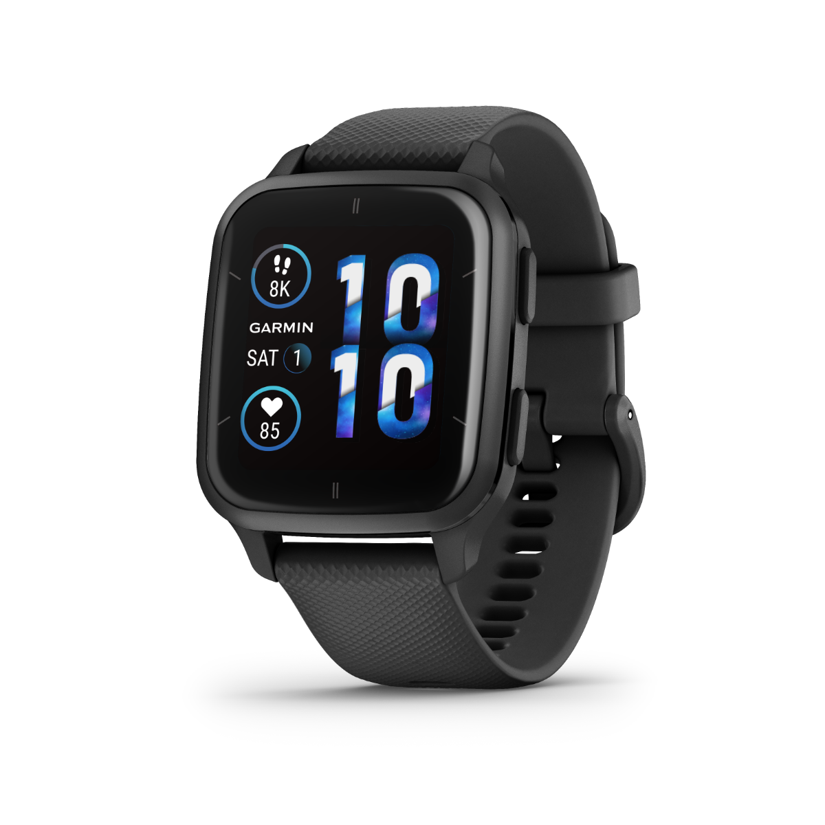 Garmin Venu Sq 2 Music, Slate Aluminum Bezel with Black Case and Silicone Band (010-02700-00)