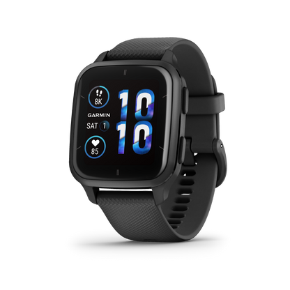 Garmin Venu Sq 2 Music, Slate Aluminum Bezel with Black Case and Silicone Band (010-02700-00)