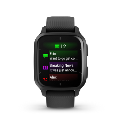 Garmin Venu Sq 2 Music, Slate Aluminum Bezel with Black Case and Silicone Band (010-02700-00)