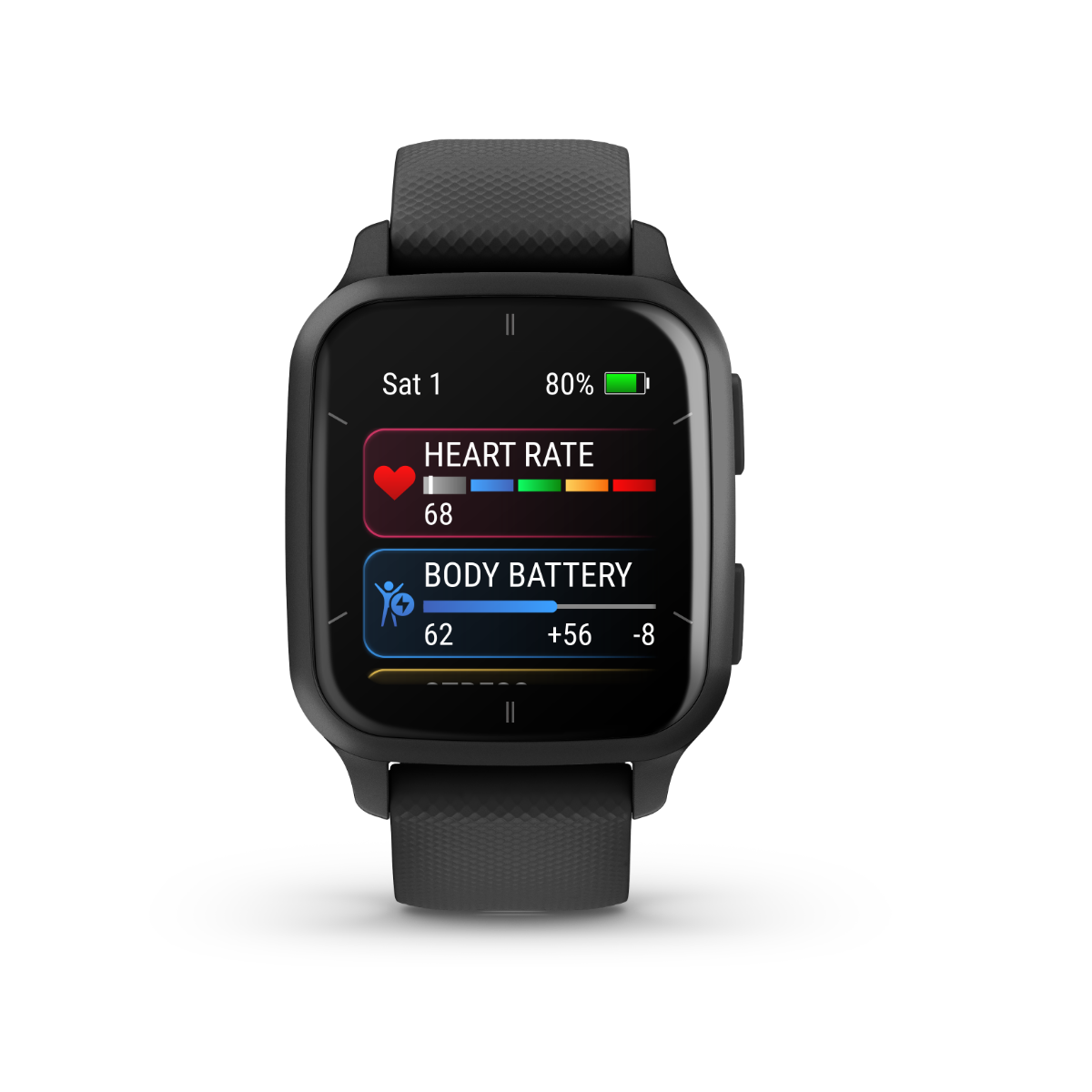 Garmin Venu Sq 2 Music, Slate Aluminum Bezel with Black Case and Silicone Band (010-02700-00)