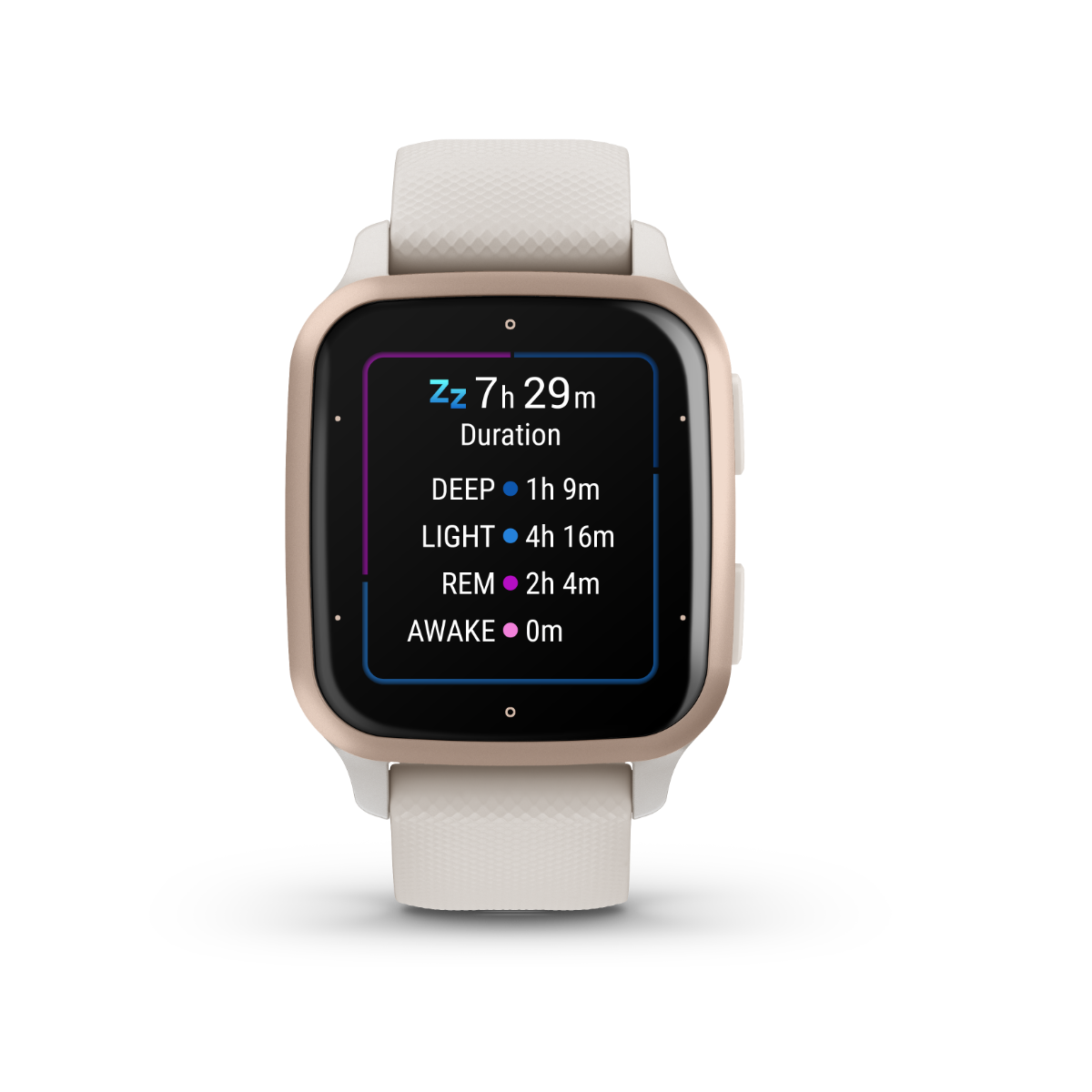 Garmin Venu Sq 2, Music, Peach Gold Aluminum Bezel with Ivory Case and Silicone Band (010-02700-01)