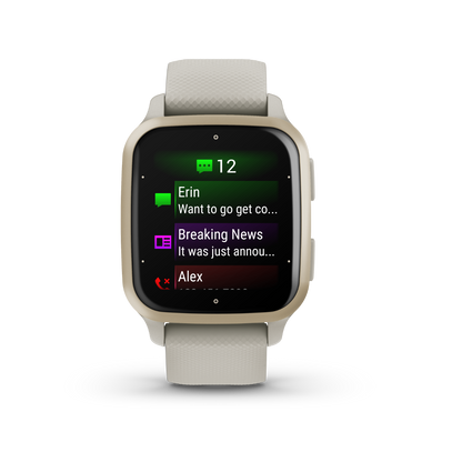 Garmin Venu Sq 2 Music, Cream Gold Aluminum Bezel with French Gray Case and Silicone Band (010-02700-02)