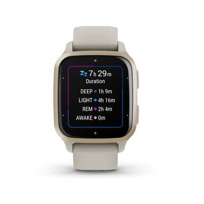 Garmin Venu Sq 2 Music, Cream Gold Aluminum Bezel with French Gray Case and Silicone Band (010-02700-02)