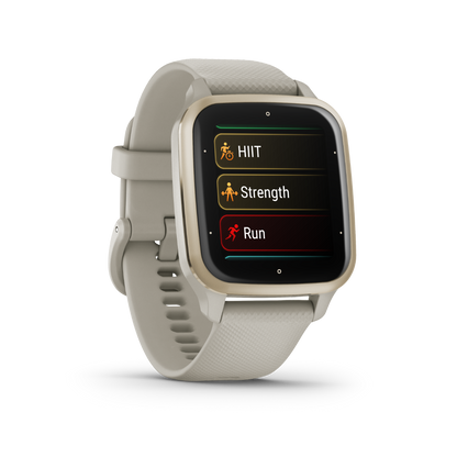 Garmin Venu Sq 2 Music, Cream Gold Aluminum Bezel with French Gray Case and Silicone Band (010-02700-02)