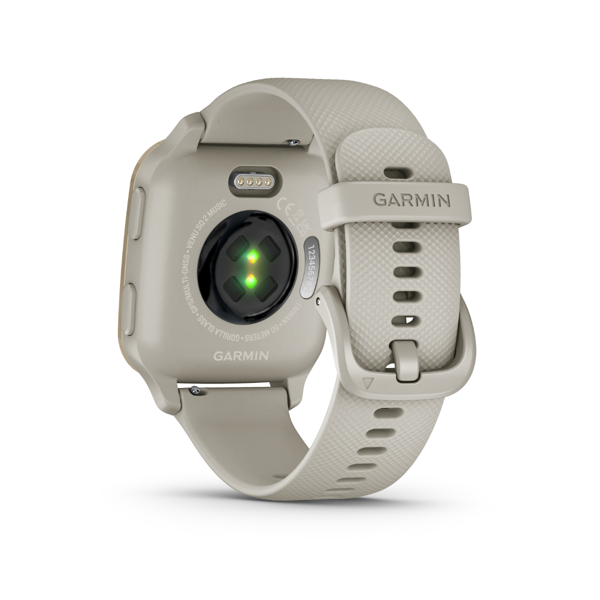 Garmin Venu Sq 2 Music, Cream Gold Aluminum Bezel with French Gray Case and Silicone Band (010-02700-02)