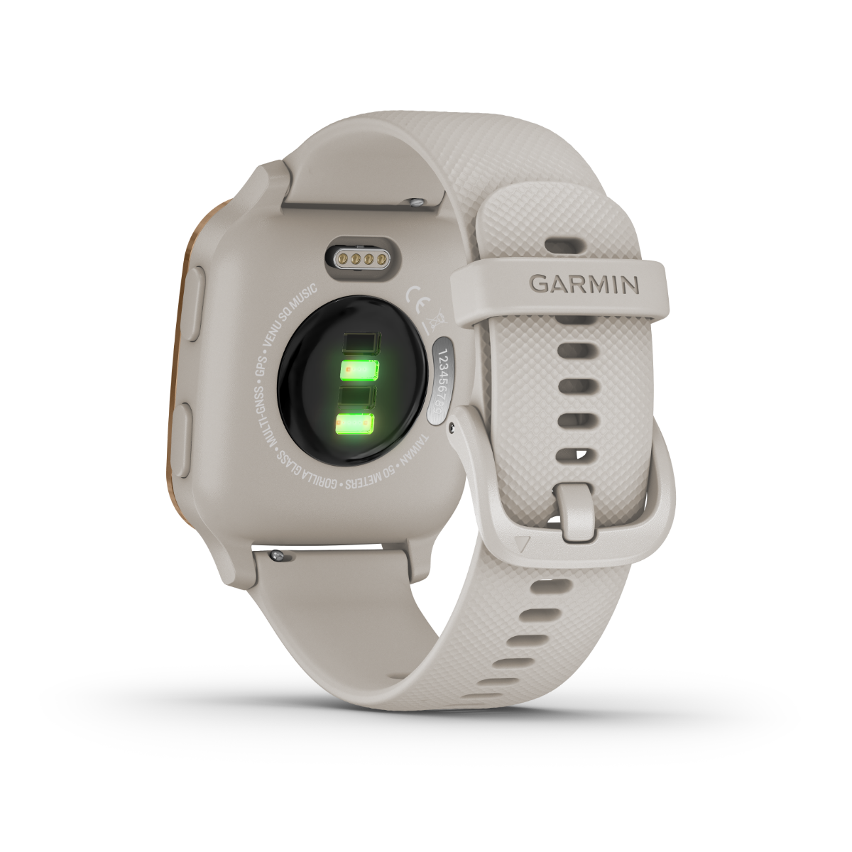 Garmin Venu Sq Music, GPS Smartwatch Light Sand with Rose Gold Bezel (010-02426-01)