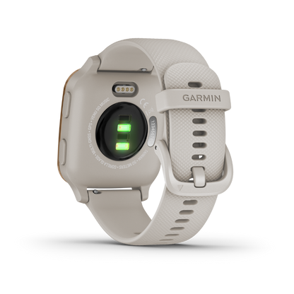 Garmin Venu Sq Music, GPS Smartwatch Light Sand with Rose Gold Bezel (010-02426-01)