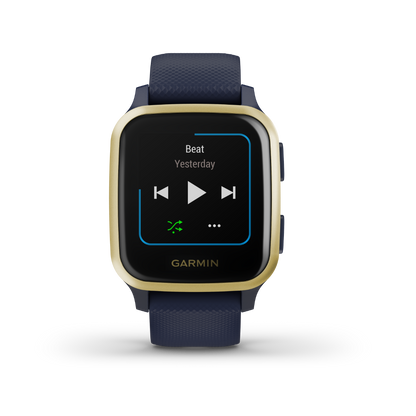 Garmin Venu Sq Music, GPS Smartwatch Navy with Light Gold Bezel (010-02426-02)