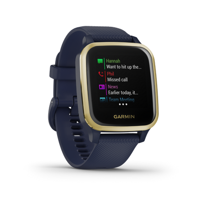 Garmin Venu Sq Music, GPS Smartwatch Navy with Light Gold Bezel (010-02426-02)