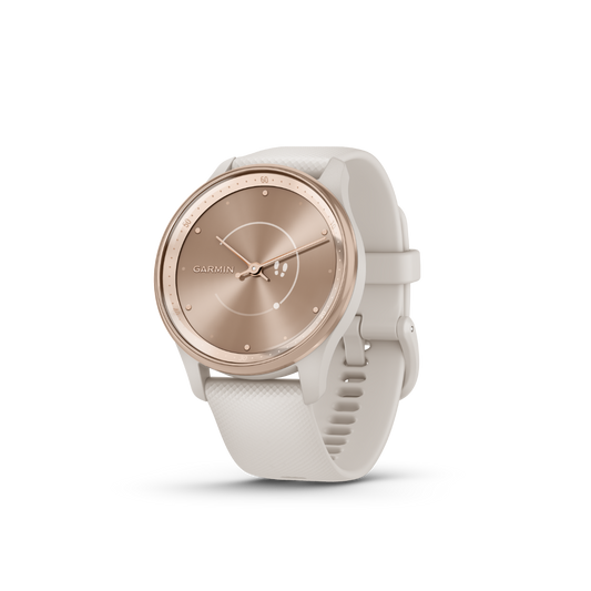 Garmin vivomove Trend, Peach Gold Stainless Steel Bezel with Ivory Case and Silicone Band (010-02665-01) by Garmin